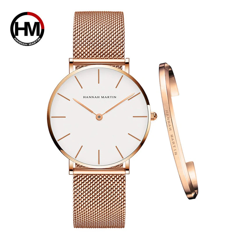 Relógio Feminino de aço inoxidável mais Bracelete