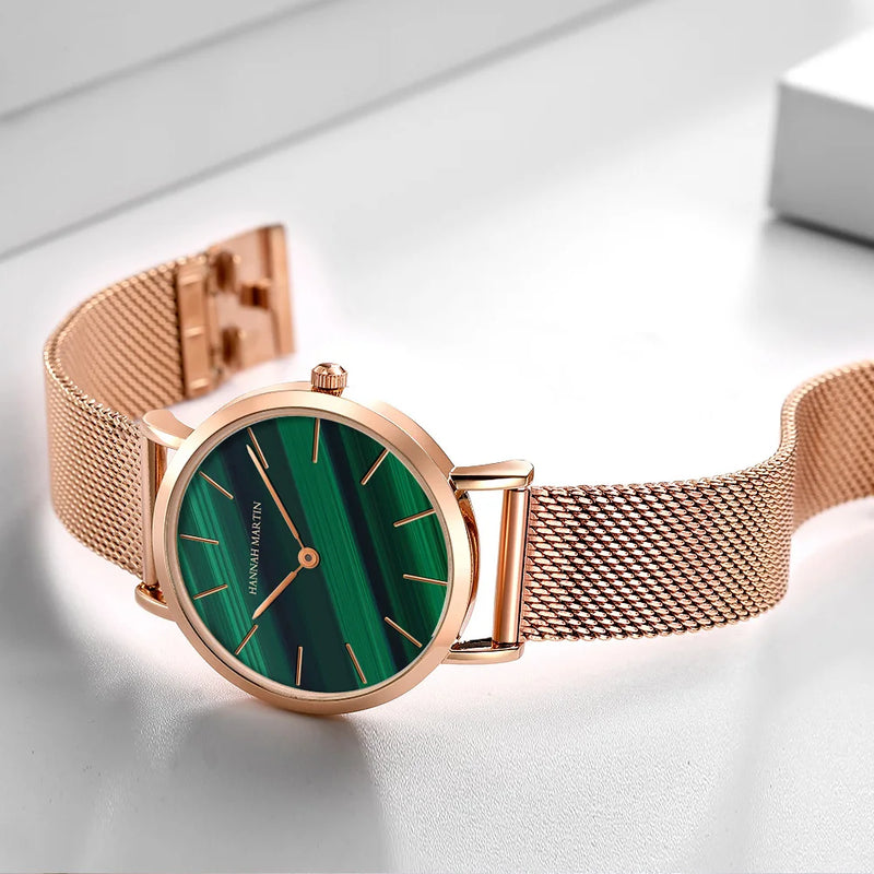 Relógio Feminino pulseira de couro preta Moda Verde mais opções