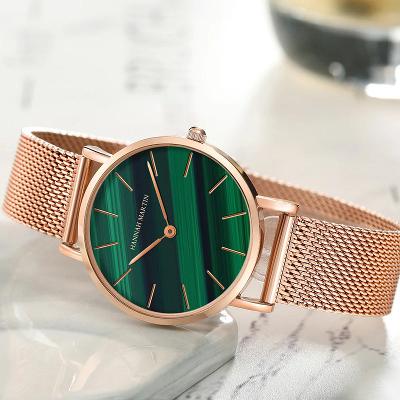 Relógio Feminino pulseira de couro preta Moda Verde mais opções